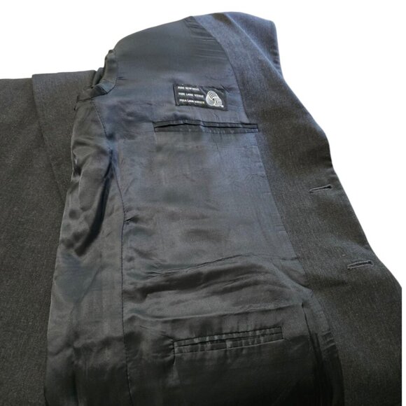 Chaps Ralph Lauren Vintage 90s Charcoal Gray Wool Single Breasted Blazer Sz 44R - Picture 9 of 14
